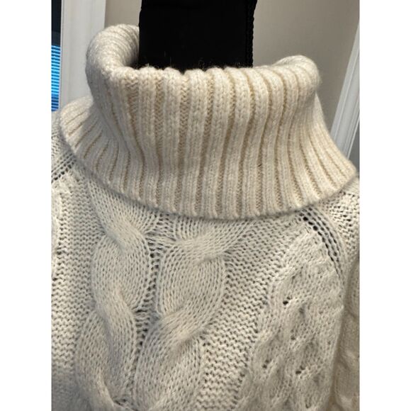 NWOT Banana Republic Cable Knit Turtleneck Sweater Dress Cream Classic Wool - Picture 5 of 11